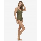 Women's Off-shoulder One-Piece Green Swimsuit