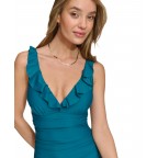 Women's One-Piece Ruffled V-Neck Swimsuit