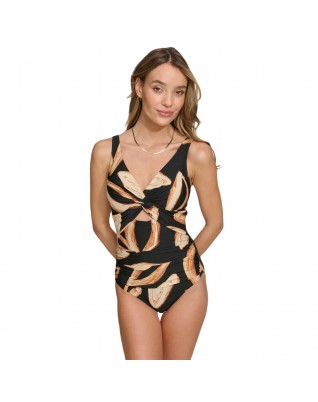 Women's Twist Front Opening One-Piece Swimsuit